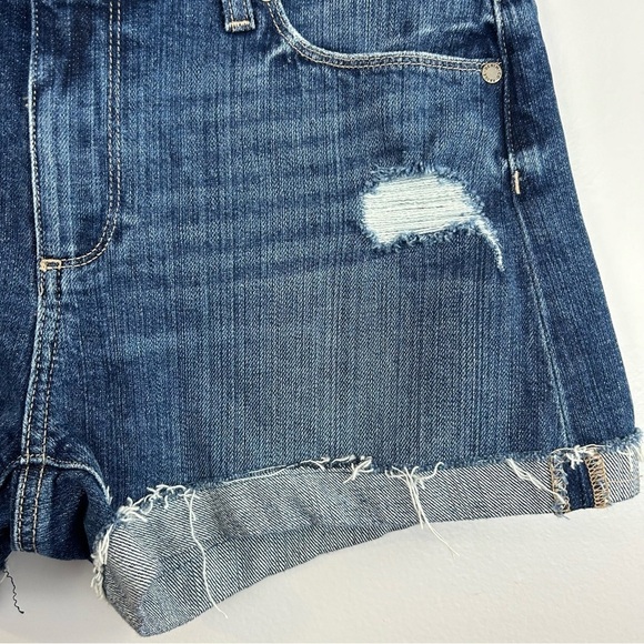 Paige Jimmy Jimmy Cuffed Blue Denim Distressed Jean Shorts Size 28 - Picture 6 of 11